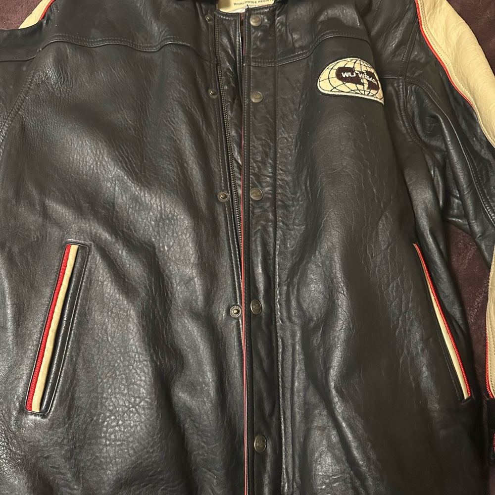 RARE Vintage 90s Wu Wear Leather Jacket Wu-Tang Clan (Rihanna Style, Size L)